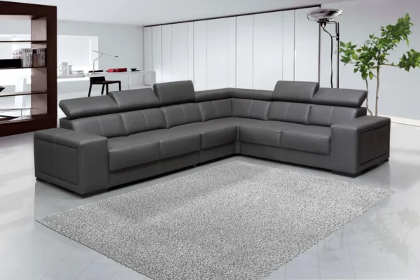 5-Seater Leather Corner Sofa - Image 3